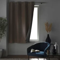 Rideau court occultant à œillets en chambray uni