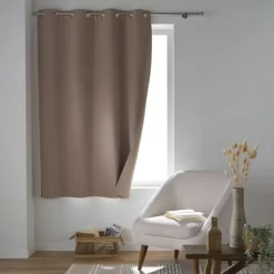 Rideau court occultant, isolant thermique et phonique en chambray