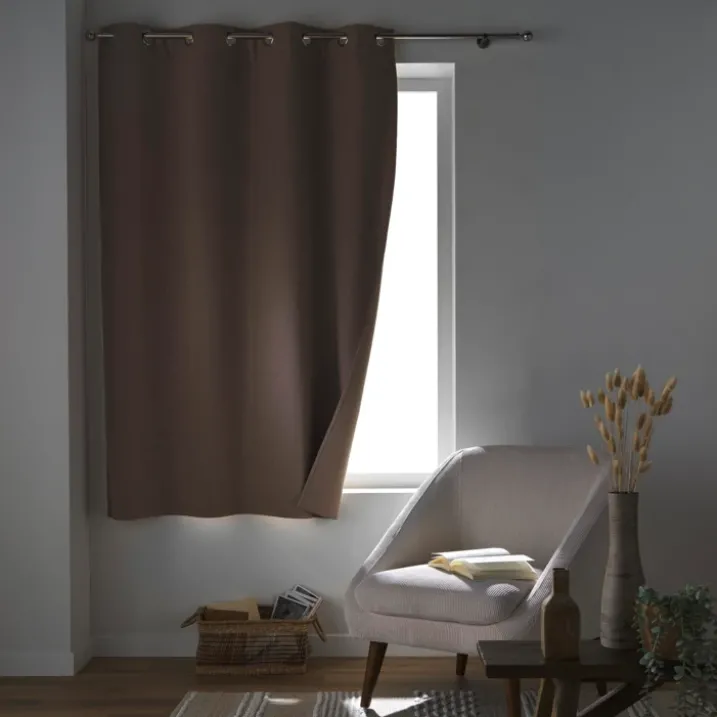 Rideau court occultant, isolant thermique et phonique en chambray