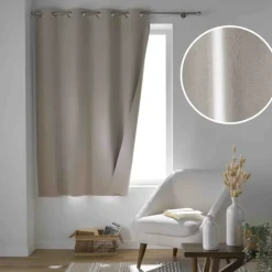 Rideau court occultant, isolant thermique et phonique en chambray