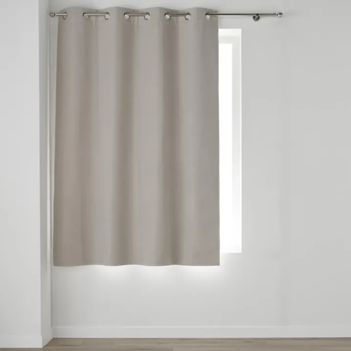 Rideau court occultant, isolant thermique et phonique en chambray