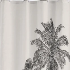 Rideau de douche imprimé tropical avec crochets