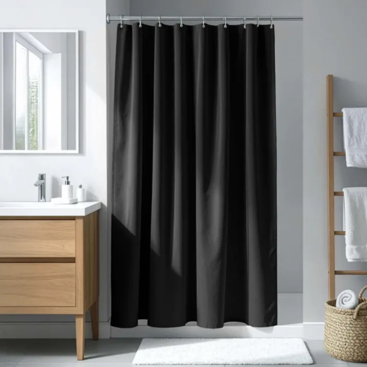 Rideau de douche uni avec crochets