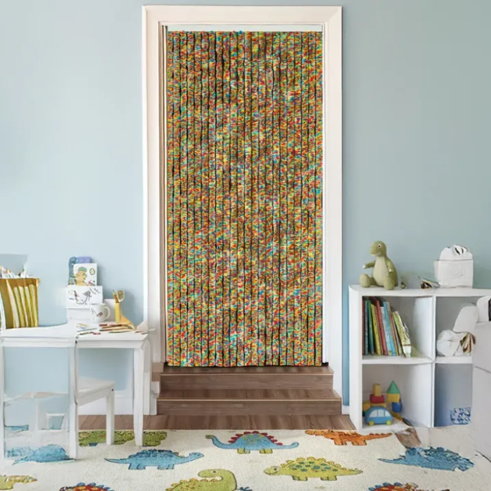 Rideau de porte chenilles multicolores