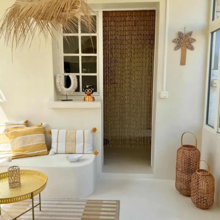 Rideau de porte en bambou avec bâtonnets naturels