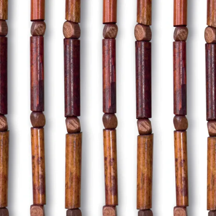 Rideau de porte en bambou et perles de bois