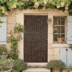 Rideau de porte en perles de bois carré