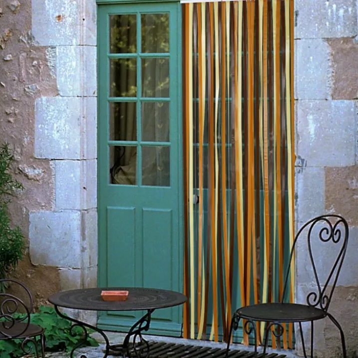 Rideau de porte à lanières colorées