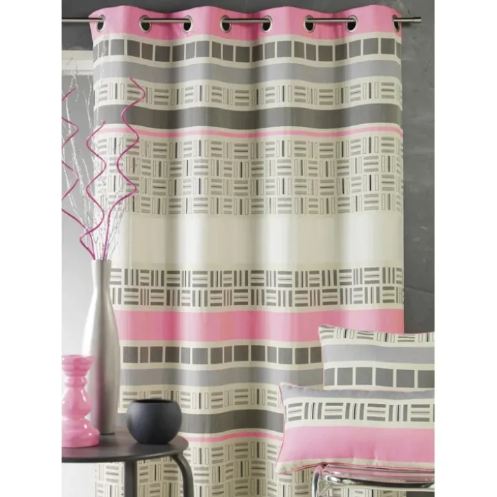 Rideau en jacquard design à rayures horizontales