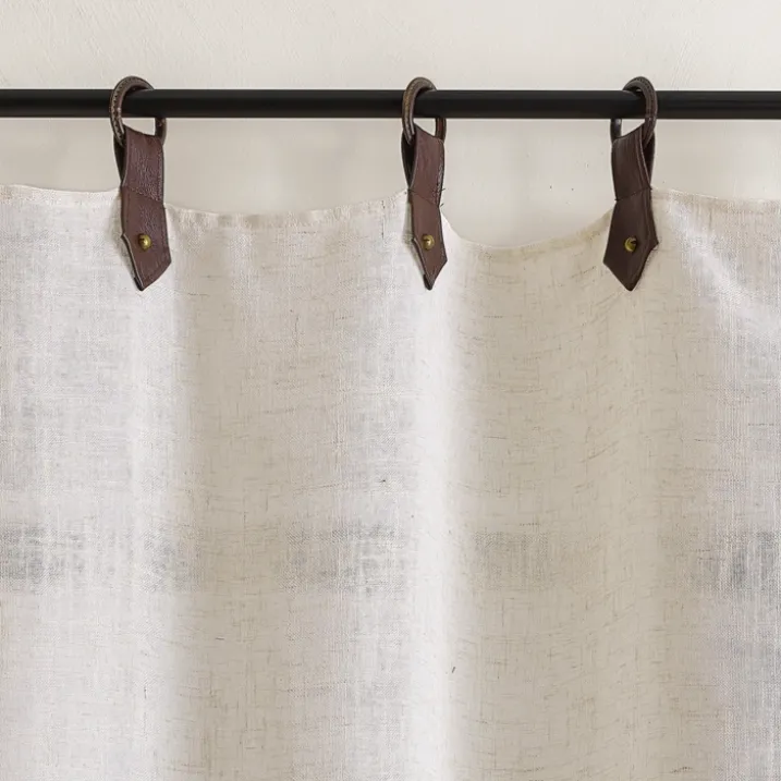 Rideau en tissu polylin à pattes avec anneaux effet cuir