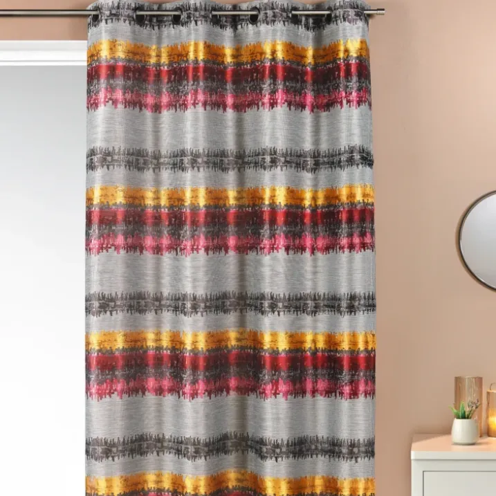 Rideau ethnique en jacquard à rayures horizontales