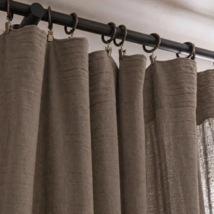Rideau gaze de coton ajustable finition bourdon