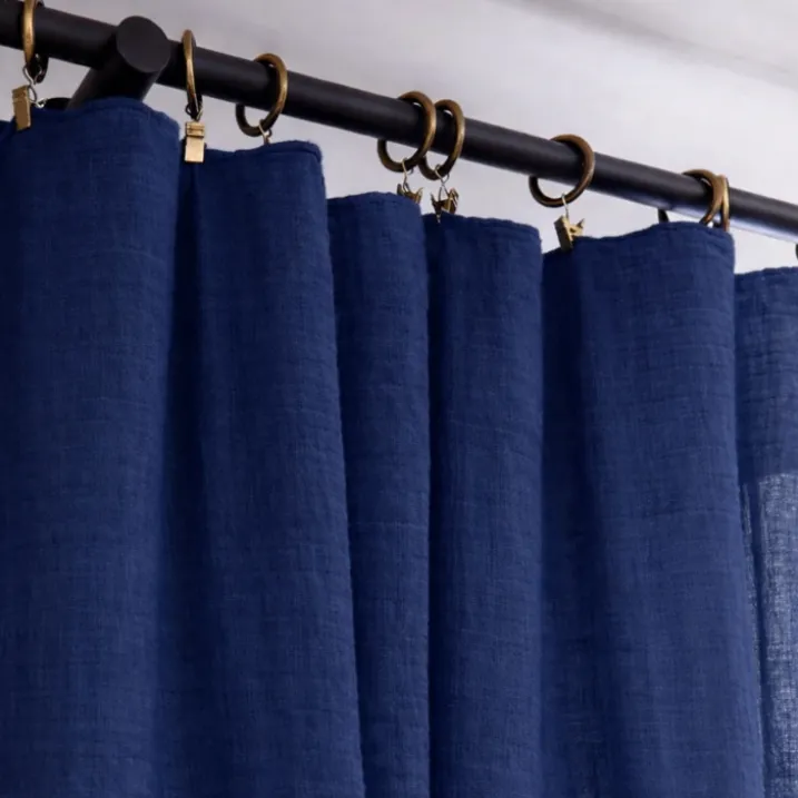Rideau gaze de coton ajustable finition bourdon