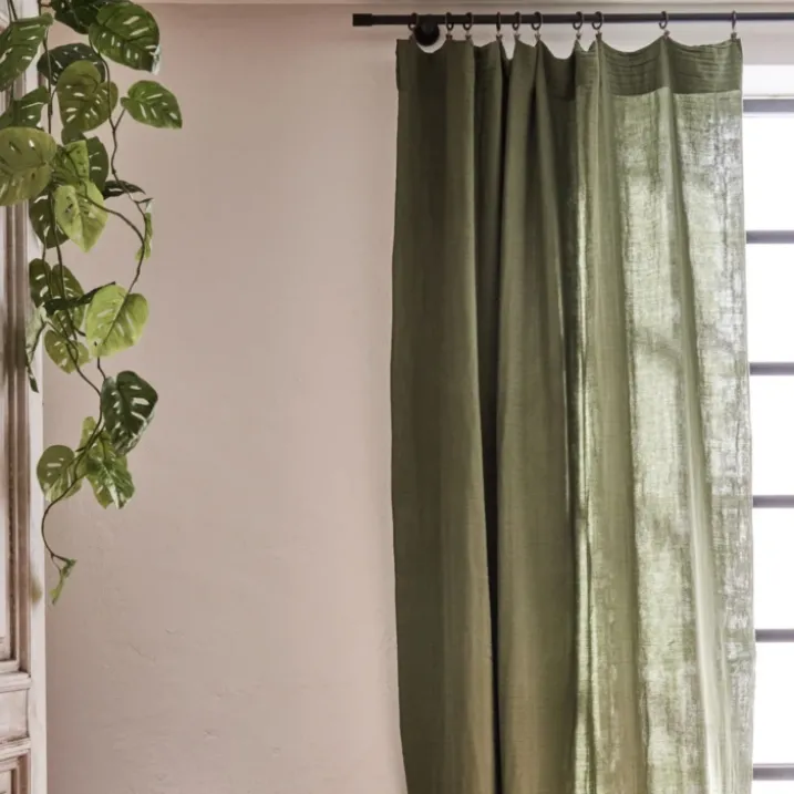 Rideau gaze de coton ajustable finition bourdon