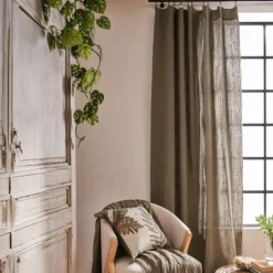 Rideau gaze de coton ajustable finition bourdon