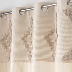 Rideau à œillets en poly-coton avec bande décorative