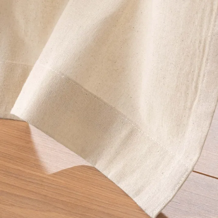 Rideau à œillets en poly-coton avec bande décorative