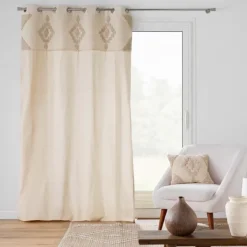 Rideau à œillets en poly-coton avec bande décorative