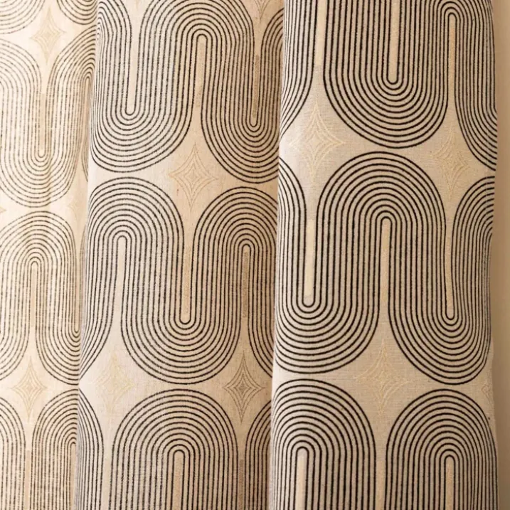 Rideau à œillets en polycoton avec motif métallisé