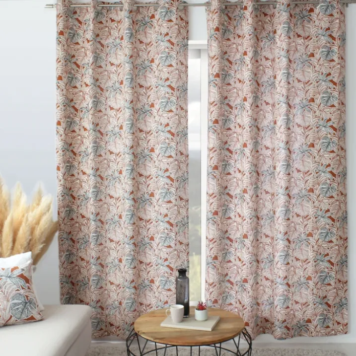 Rideau imprimé feuilles à oeillets