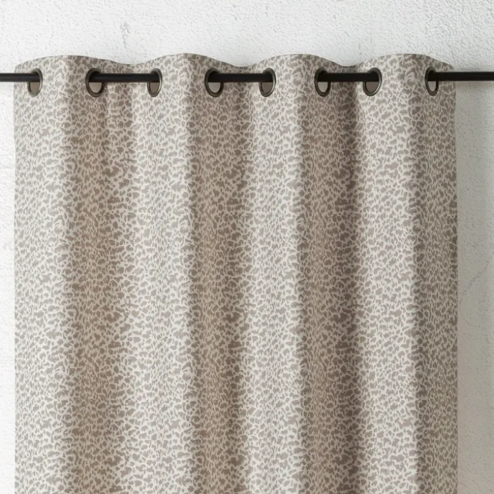 Rideau jacquard abstrait texturé à oeillets