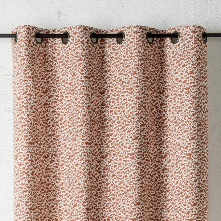 Rideau jacquard abstrait texturé à oeillets
