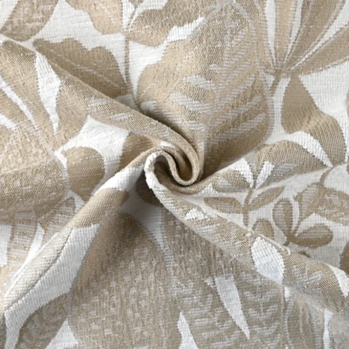 Rideau jacquard chenille à motif feuilles tamisant