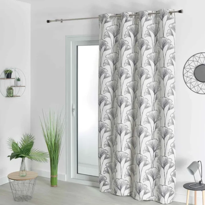 Rideau jacquard fleurs de gingko