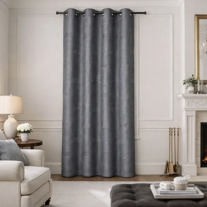 Rideau jacquard à formes géométriques et œillets