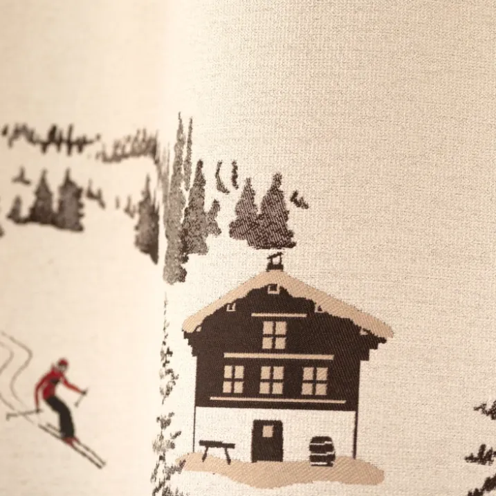Rideau jacquard à œillets avec motif chalets et sapins