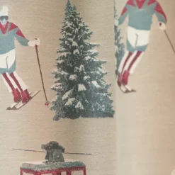Rideau jacquard à œillets avec motifs skieurs et sapins