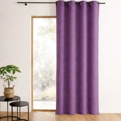 Rideau jacquard à motif géométrique et œillets