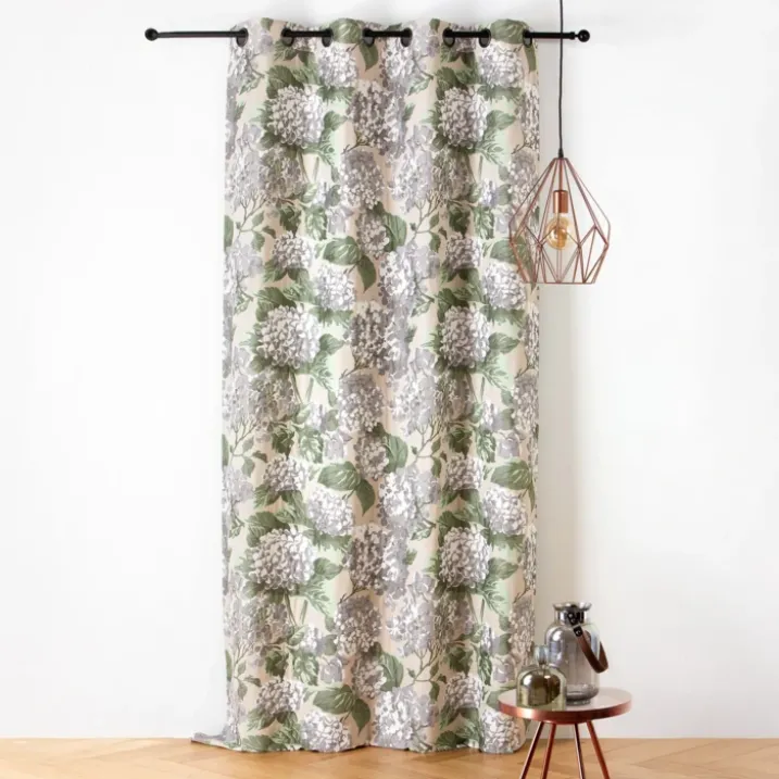 Rideau jacquard à motif hortensia