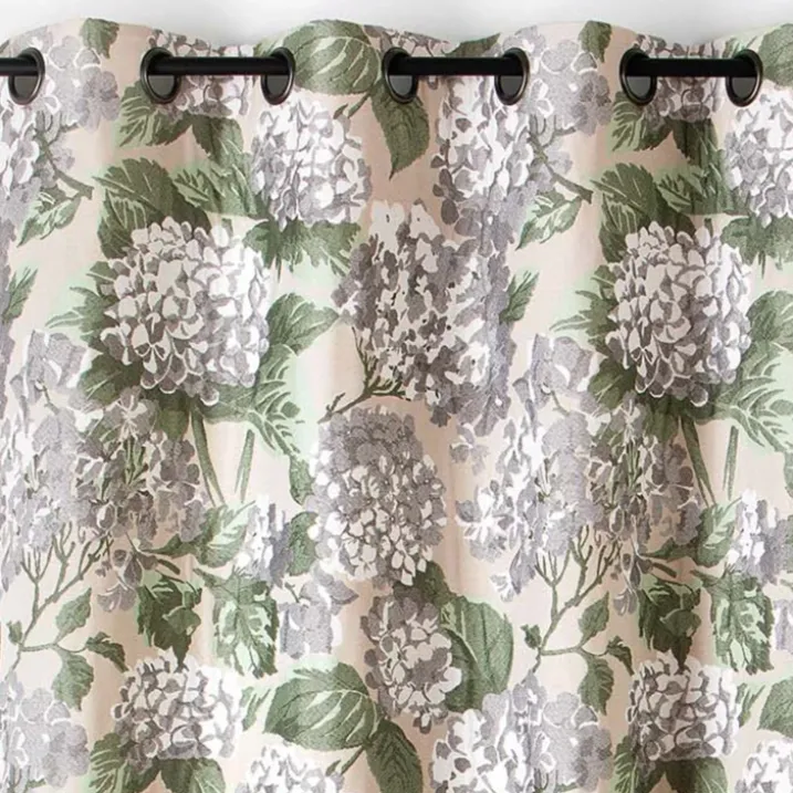 Rideau jacquard à motif hortensia