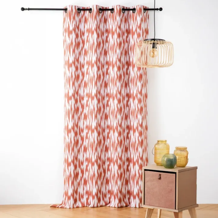 Rideau jacquard motif ikat en fils upcyclés