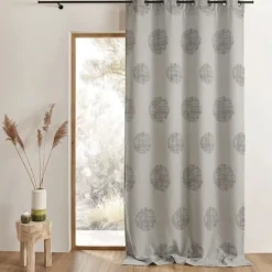 Rideau jacquard à motifs ronds chinés