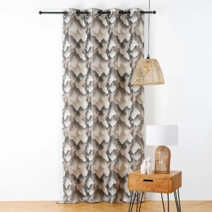 Rideau jacquard à oeillets motif minéral