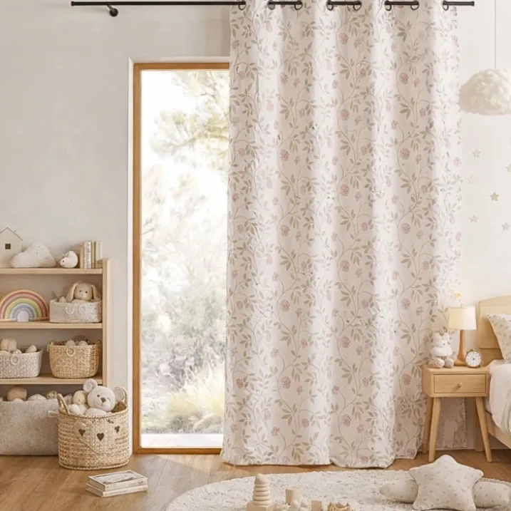 Rideau jacquard polycoton motifs végétaux