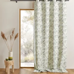 Rideau jacquard polycoton motifs végétaux