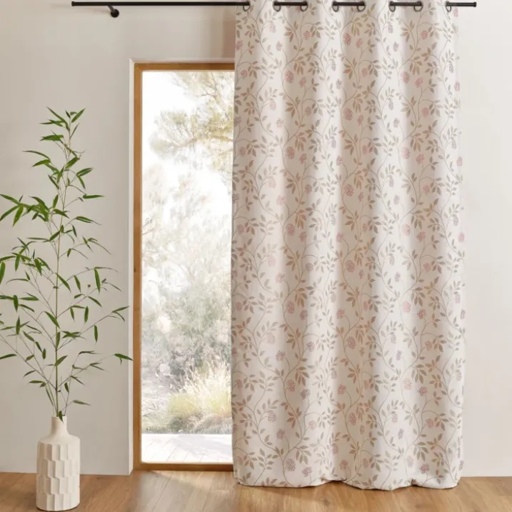 Rideau jacquard polycoton motifs végétaux