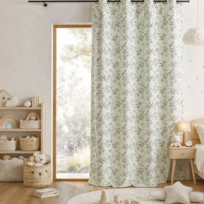 Rideau jacquard polycoton motifs végétaux