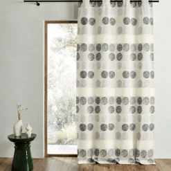 Rideau jacquard à rayures horizontales et pois