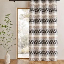 Rideau jacquard tamisant motifs triangles