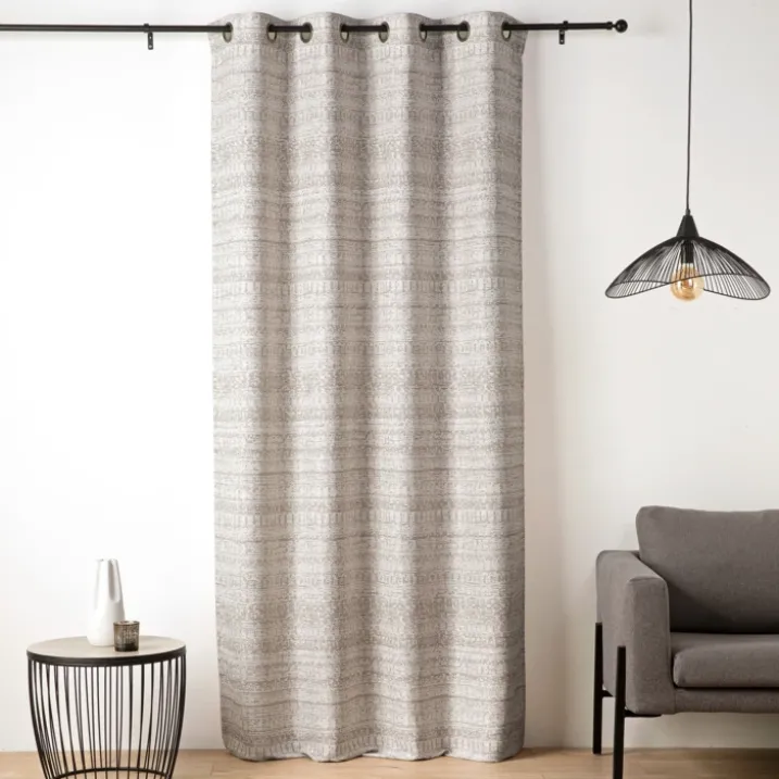 Rideau jacquard texturé inspiration minérale à oeillets