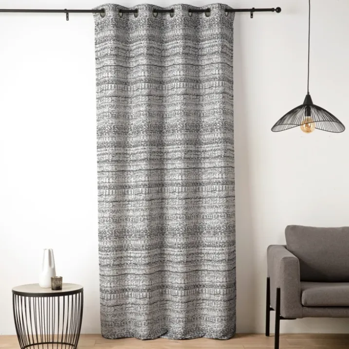 Rideau jacquard texturé inspiration minérale à oeillets