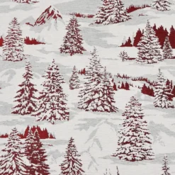 Rideau montagne sapins enneigés