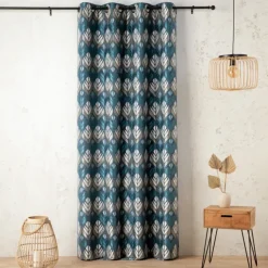 Rideau motif art déco effet velours à oeillets