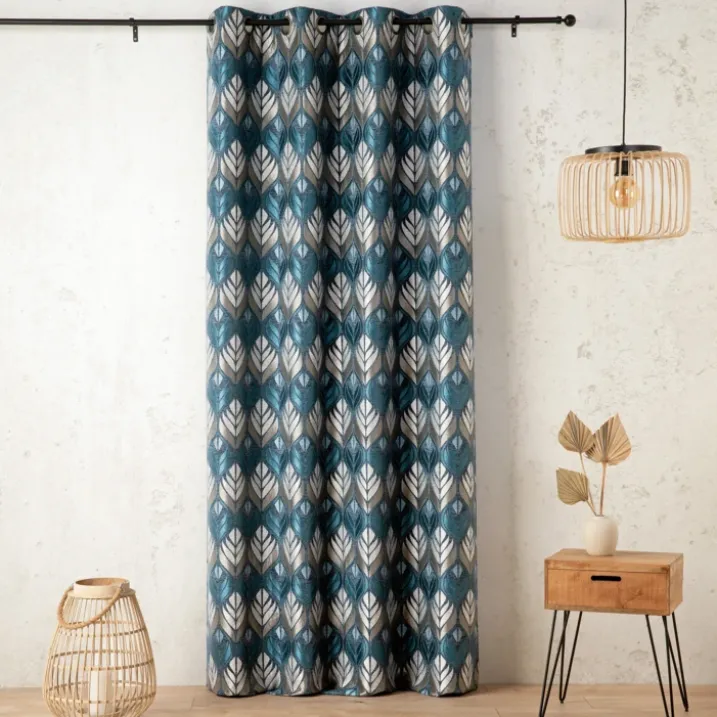 Rideau motif art déco effet velours à oeillets