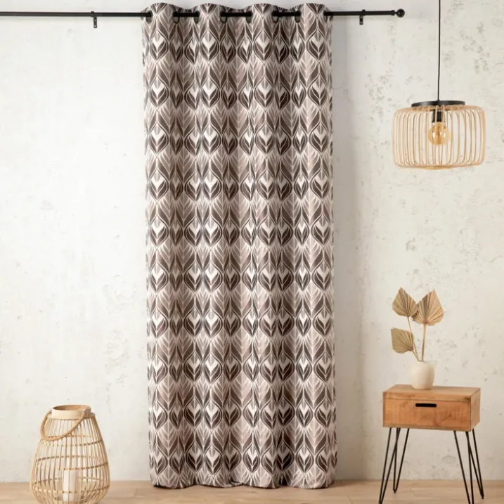 Rideau motif art déco effet velours à oeillets