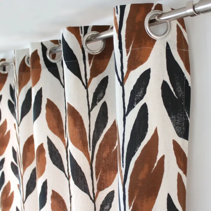 Rideau motif végétal tamisant en coton recyclé